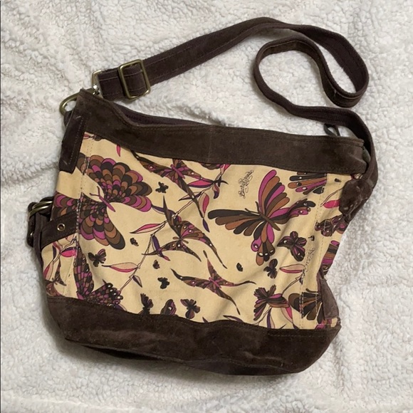 Butterfly Lucky Brand Suede and Canvas Purse/Tote - Picture 6 of 6